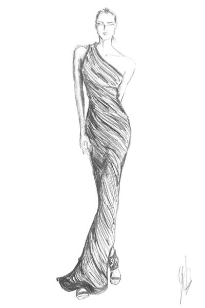 A Woman With A Fashion Dress Walking by Alessandro Della Torre art print