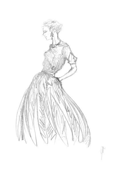 A Woman With Long Fashion Dress by Alessandro Della Torre art print