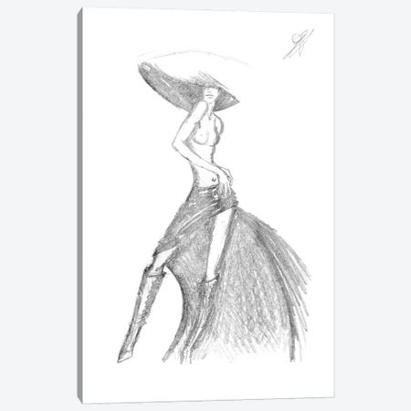 Topless Woman With A Fashion Large Hat Canvas Print #ADT848} by Alessandro Della Torre Canvas Artwork