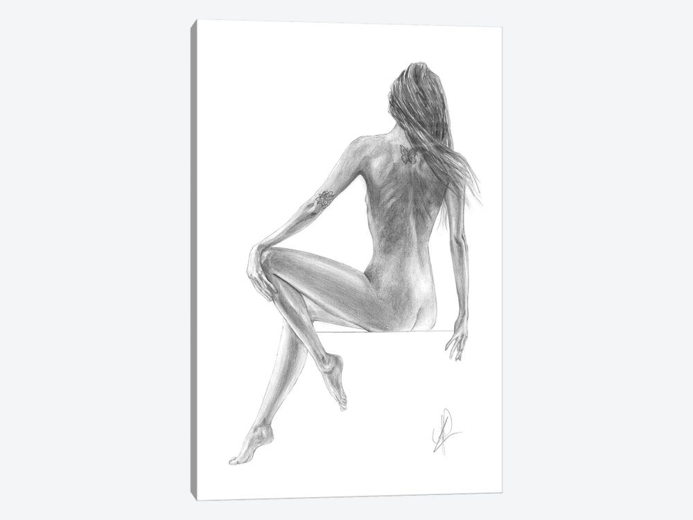 A Nude Girl Sitting Down On A Cube Naked by Alessandro Della Torre 1-piece Canvas Wall Art
