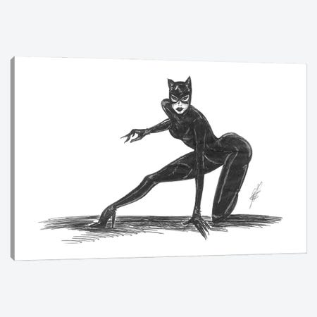 Cat Woman Dressed In Black Canvas Print #ADT856} by Alessandro Della Torre Canvas Art