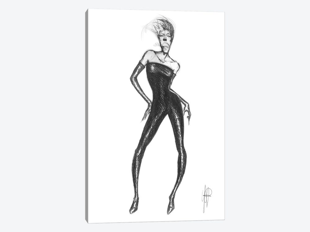 Fashion Woman With Black Dress And Gloves by Alessandro Della Torre 1-piece Canvas Wall Art