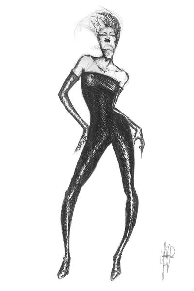 Fashion Woman With Black Dress And Gloves