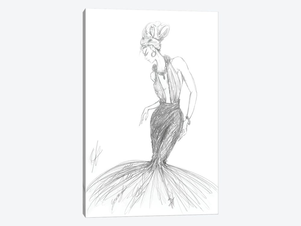 A Woman With Long Fashion Dress by Alessandro Della Torre 1-piece Canvas Art Print