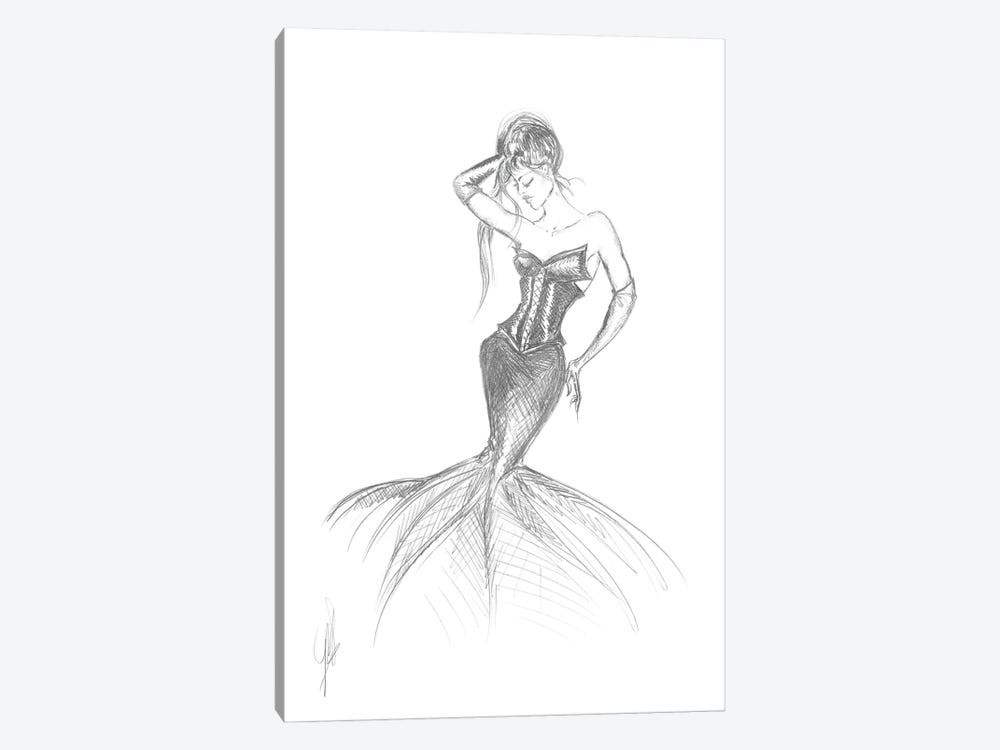A Woman, With Siren Fashion Dress by Alessandro Della Torre 1-piece Canvas Art