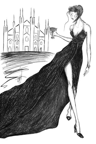 A Woman Drinking In Milan by Alessandro Della Torre multi panel art