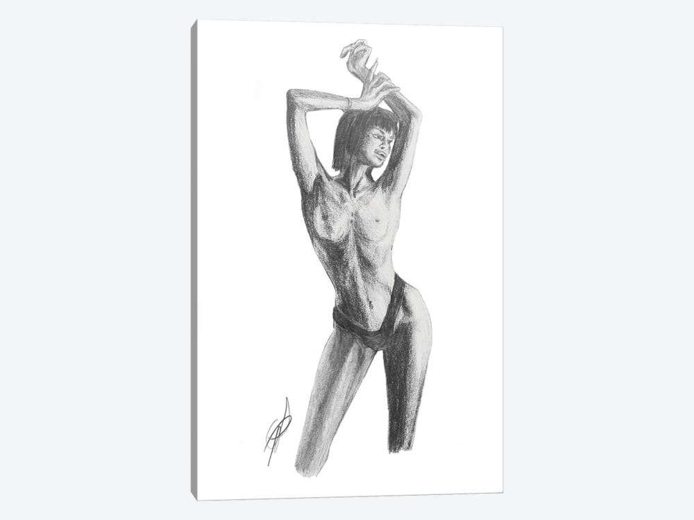 A Nude Topless Woman Posing by Alessandro Della Torre 1-piece Canvas Artwork