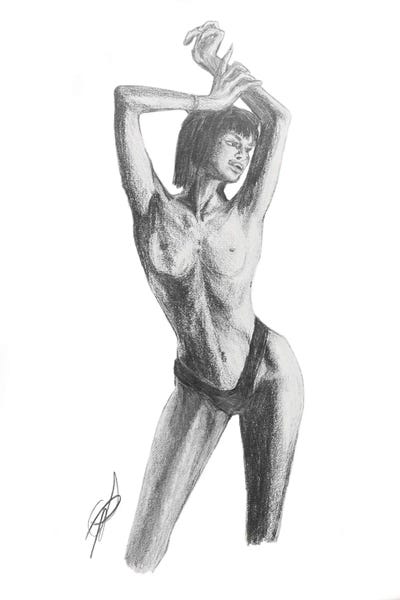 A Nude Topless Woman Posing