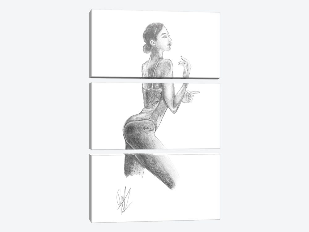 A Woman With A Sexy Underwear by Alessandro Della Torre 3-piece Canvas Art Print