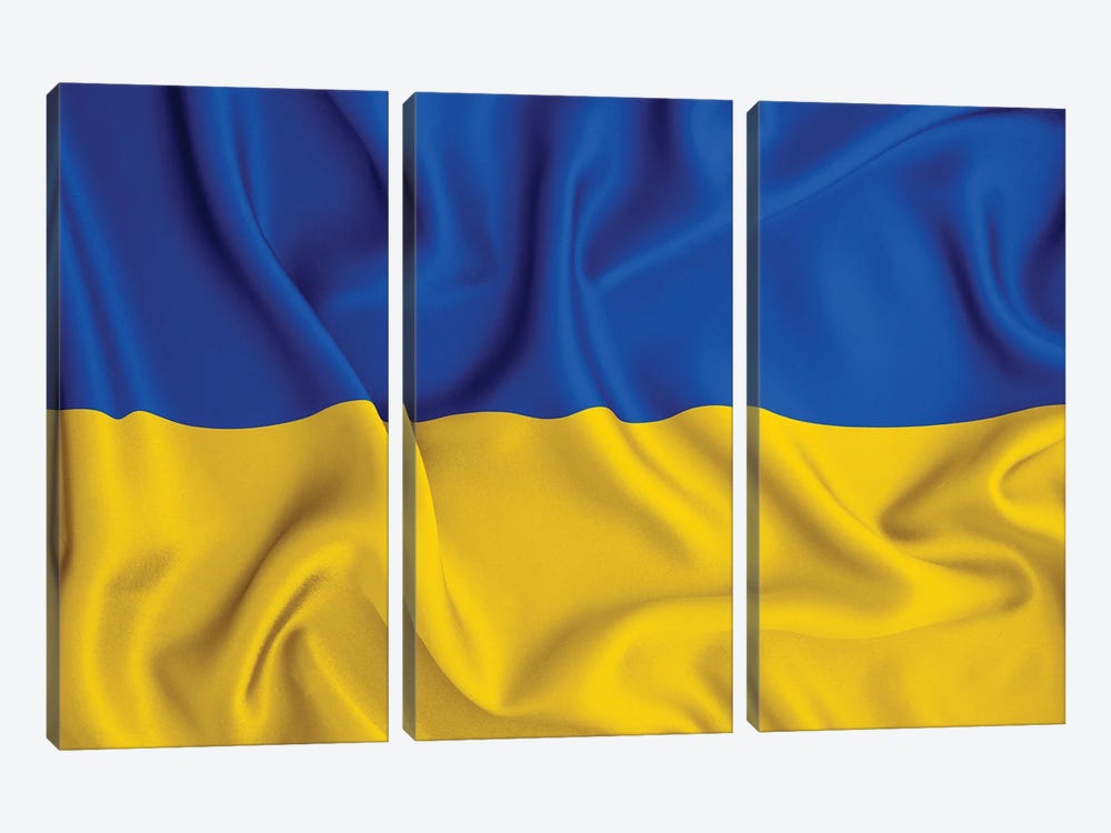 Ukraine Waving National Flag by Alessandro Della Torre 3-piece Canvas Artwork