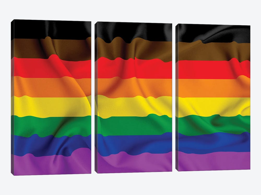 LGBTQA Plus Flag (Philadelphia Pride Flag) by Alessandro Della Torre 3-piece Canvas Print