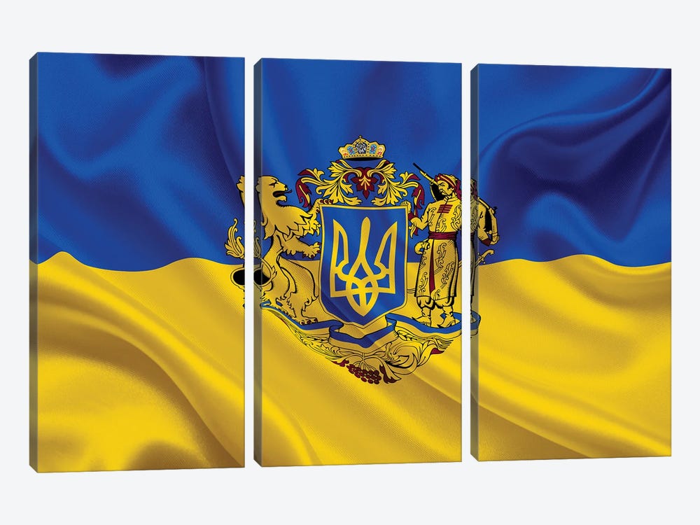 Presidential Ukraine Flag 3-piece Canvas Wall Art