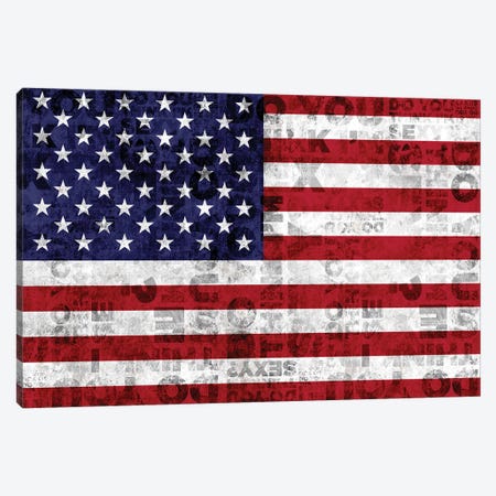 US American Flag Vintage I Canvas Print #ADT892} by Alessandro Della Torre Art Print