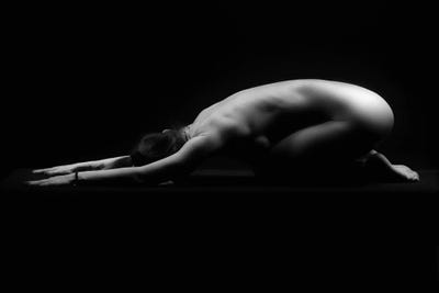 Nude Woman Laying Down With Naked Back On The Ground by Alessandro Della Torre art print