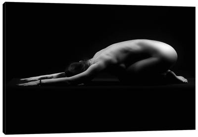 Nude Woman Laying Down With Naked Back On The Ground Canvas Art Print - Alessandro Della Torre