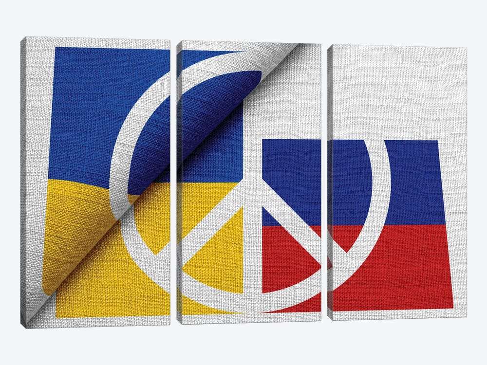 Peace For Ukraine And Russia by Alessandro Della Torre 3-piece Canvas Print