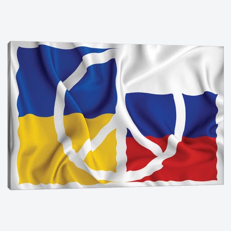Peace For Ukraina And Russia Flag Ripple Canvas Print #ADT941} by Alessandro Della Torre Canvas Art Print