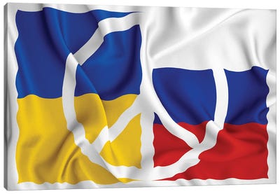 Peace For Ukraina And Russia Flag Ripple Canvas Art Print