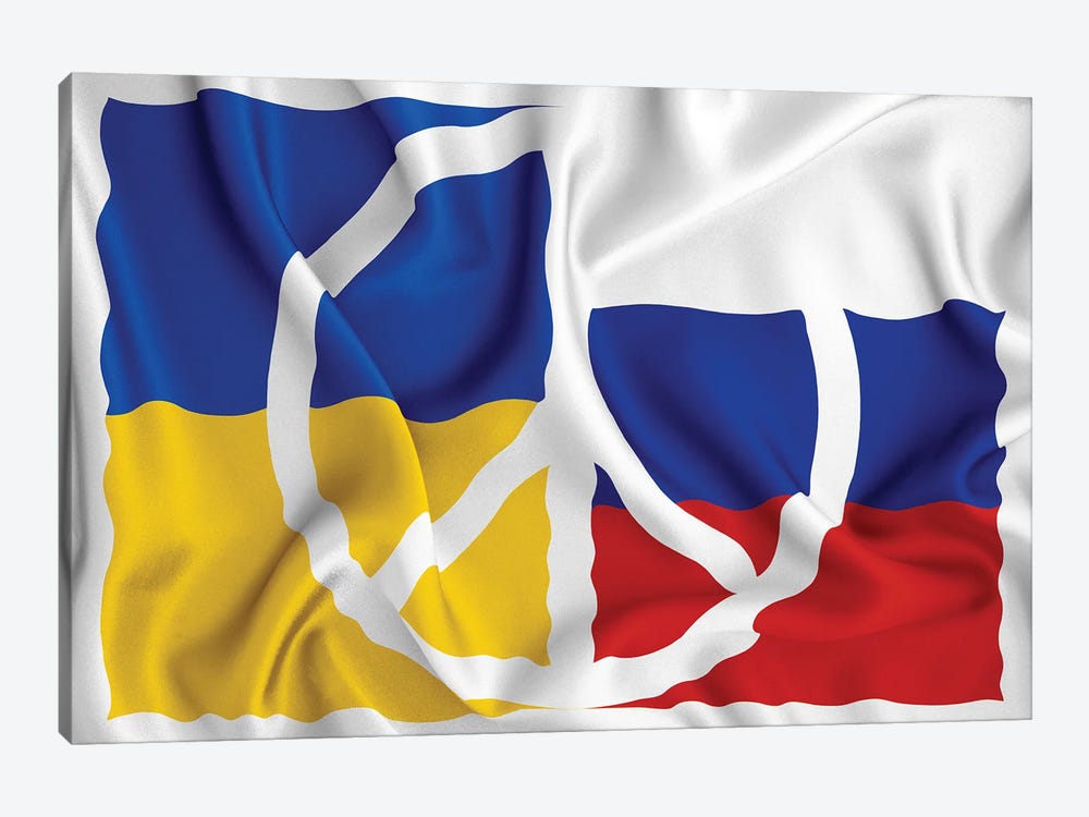 Peace For Ukraina And Russia Flag Ripple by Alessandro Della Torre 1-piece Canvas Artwork