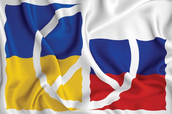 Ukraine: Peace For Ukraina And Russia Flag Ripple by Alessandro Della Torre