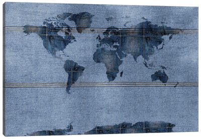 World On Jeans Canvas Art Print - World Map Art