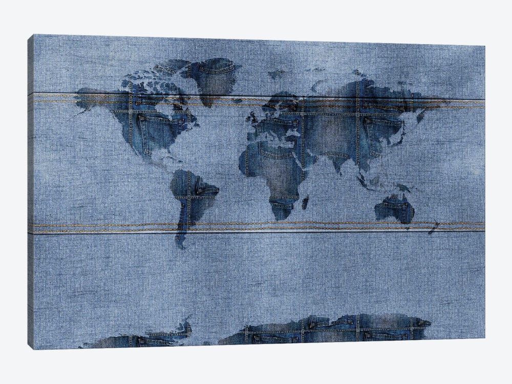 World On Jeans by Alessandro Della Torre 1-piece Canvas Wall Art