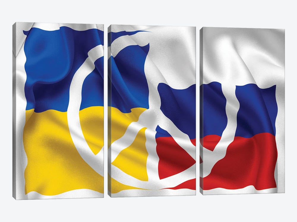 Peace For Ukraina And Russia III by Alessandro Della Torre 3-piece Canvas Artwork