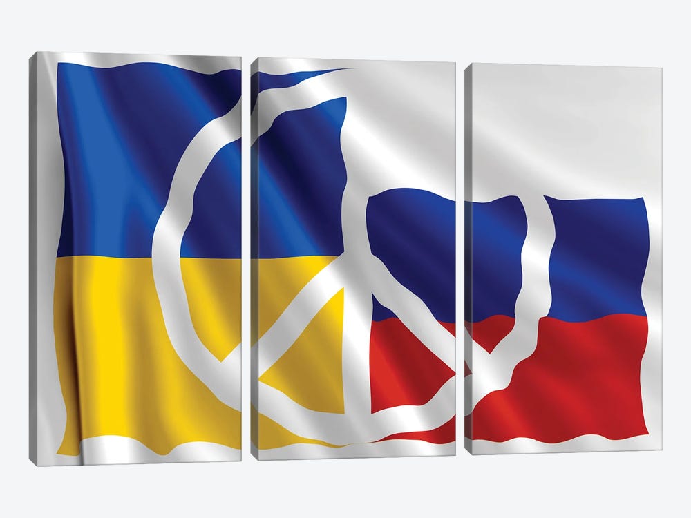 Peace For Ukraine and Russia VI by Alessandro Della Torre 3-piece Canvas Art Print