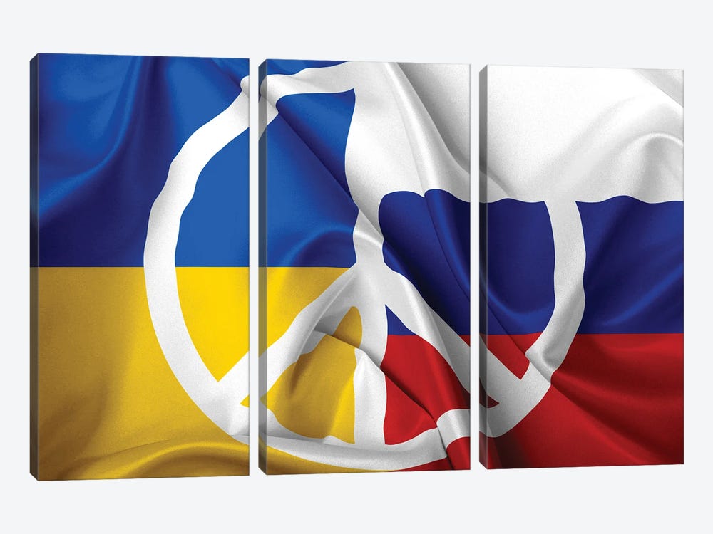 Peace For Ukraine and Russia VII by Alessandro Della Torre 3-piece Canvas Art