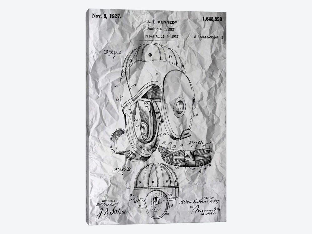 Football Helmet Patent Poster by Alessandro Della Torre 1-piece Canvas Art Print