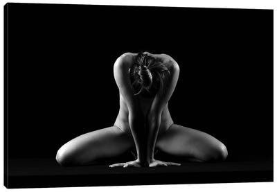 Nude Woman Posing Sitting Down Naked With Open Legs Canvas Art Print - Alessandro Della Torre