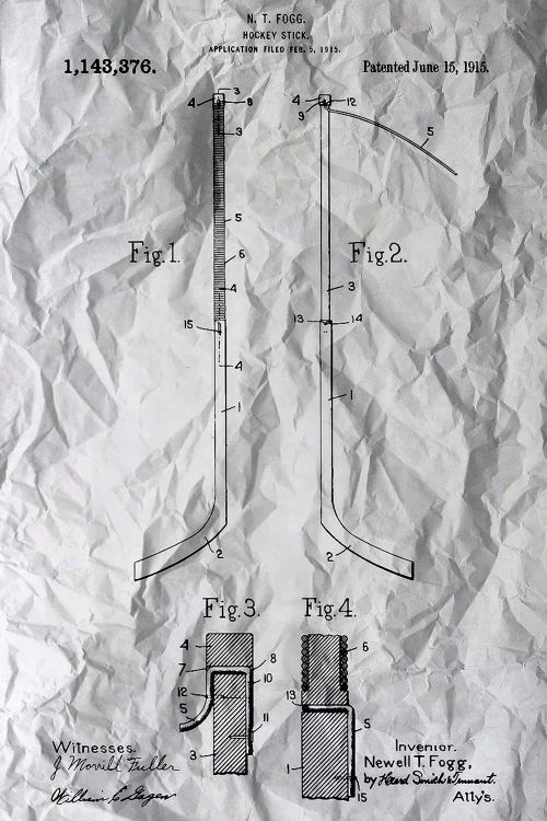 Hockey Patent Poster by Alessandro Della Torre wall art