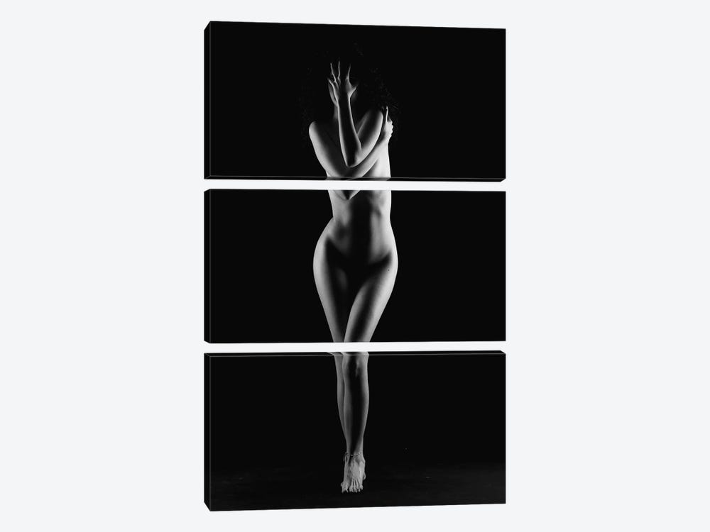 Black And White Nude Woman Silhouette IV by Alessandro Della Torre 3-piece Canvas Art Print