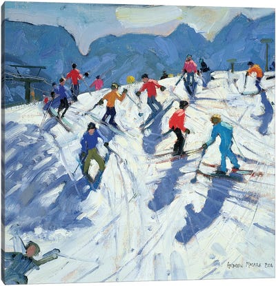 Busy Ski Slope, Lofer Canvas Art Print - Skiing Art
