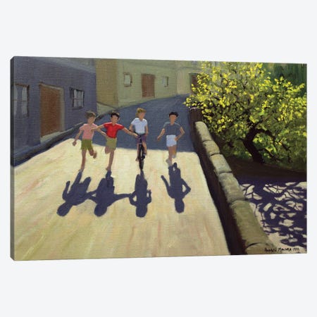 Children Running, Lesbos Canvas Print #ADW6} by Andrew Macara Art Print