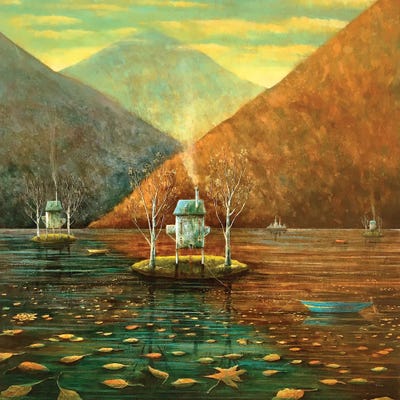 Stilt Houses by Adrian Sykes framed wall art