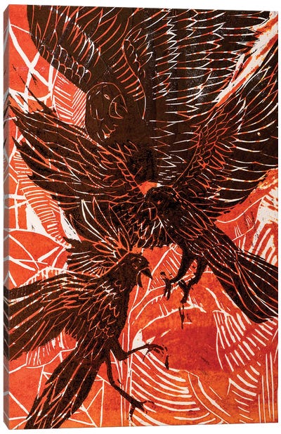 Flaming Birds Canvas Art Print - Raven Art