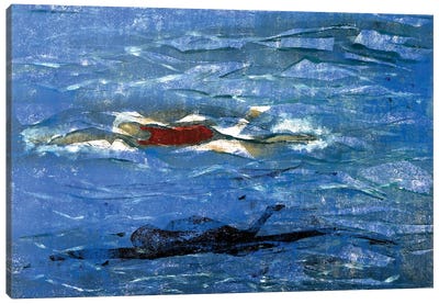 The Swimmer Canvas Art Print - Art Deco