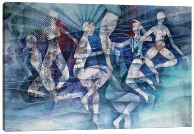 Illuminated Canvas Art Print - Teal Abstract Art
