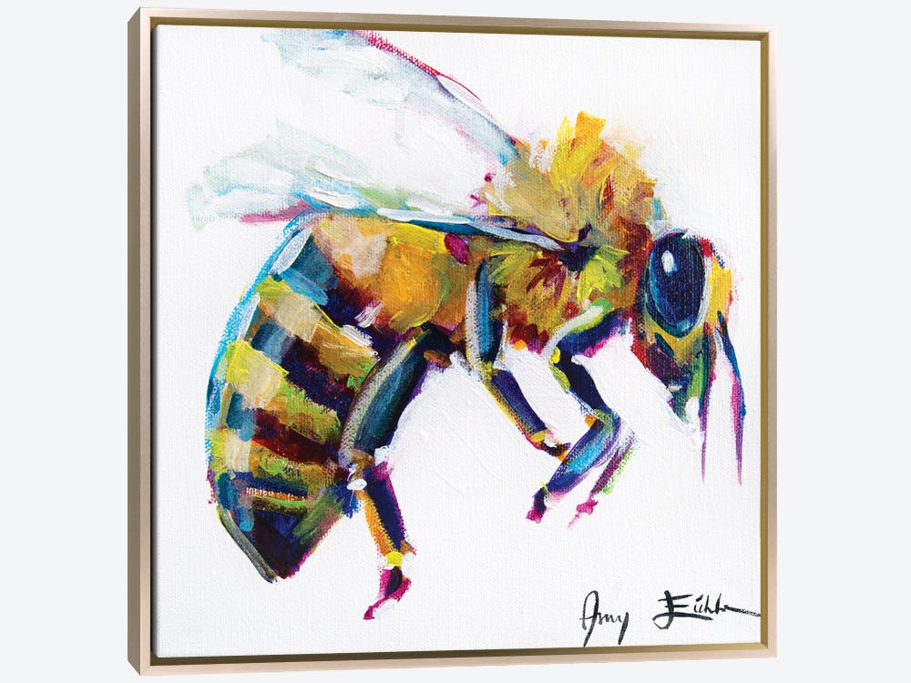 Save the Bees, Bee on Concrete  Watercolor Painting on Paper Art