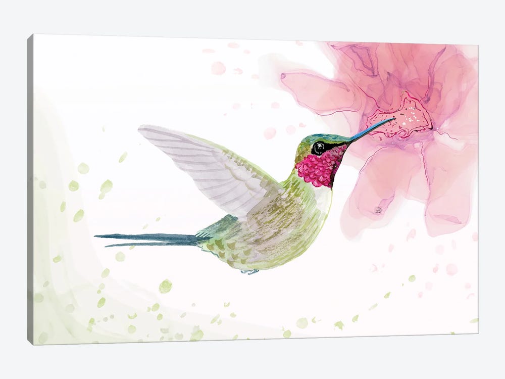 Amethyst Woodstar Hummingbird by Andreea Dumez 1-piece Canvas Artwork