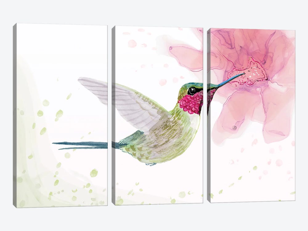 Amethyst Woodstar Hummingbird by Andreea Dumez 3-piece Canvas Art