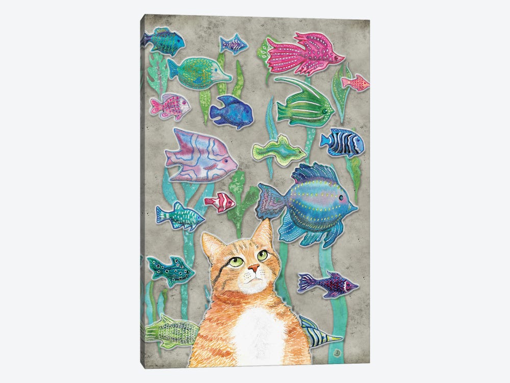 Cat Watching The Fish Tank III by Andreea Dumez 1-piece Canvas Artwork