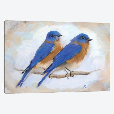 Pair Of Eastern Bluebirds Canvas Print #AEE147} by Andreea Dumez Canvas Wall Art