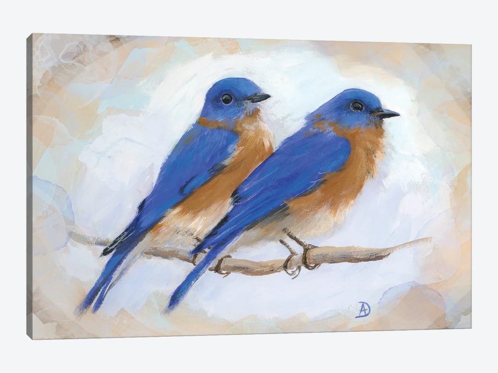 Pair Of Eastern Bluebirds by Andreea Dumez 1-piece Canvas Wall Art