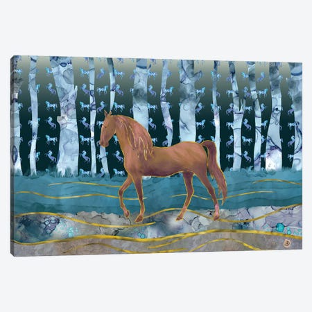 A Wild Horse In A Forest Of Dreams Canvas Print #AEE1} by Andreea Dumez Canvas Wall Art