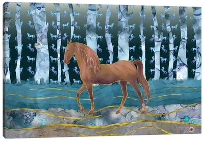 A Wild Horse In A Forest Of Dreams Canvas Art Print - Andreea Dumez