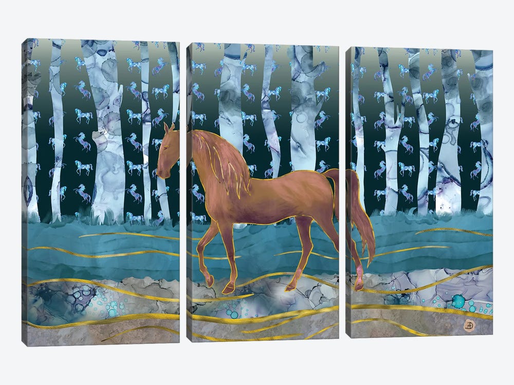 A Wild Horse In A Forest Of Dreams by Andreea Dumez 3-piece Art Print