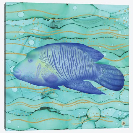 Humphead Wrasse Exotic Fish Swimming In The Coral Reef Emerald Water Canvas Print #AEE22} by Andreea Dumez Canvas Artwork