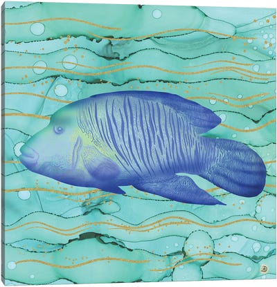 Humphead Wrasse Exotic Fish Swimming In The Coral Reef Emerald Water Canvas Art Print - Andreea Dumez